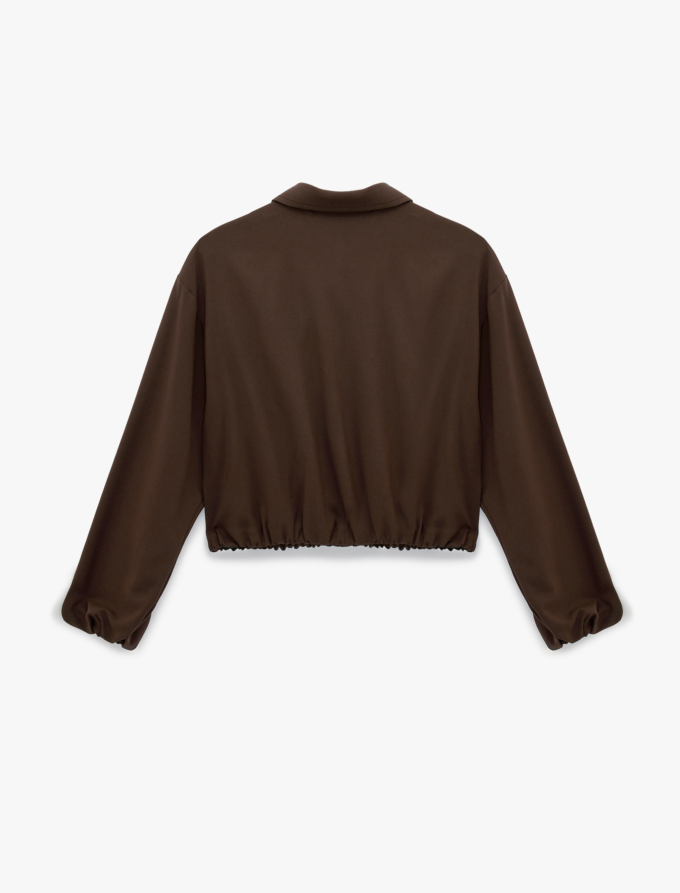   Uzun Kollu Klasik Yaka Viskon Karışımlı Fermuarlı Ceket