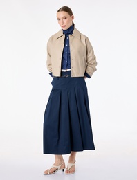 Pamuklu A Kesim Kemerli Pileli Midi Etek