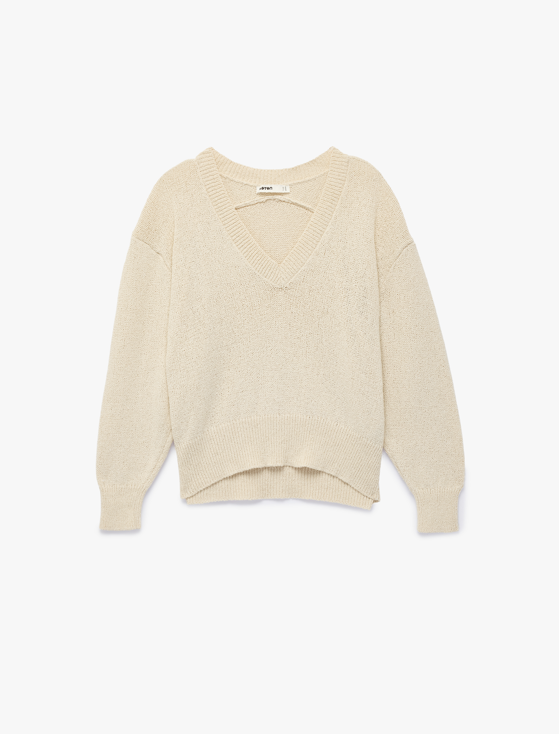   Pamuklu Uzun Kollu V Yaka Triko Kazak