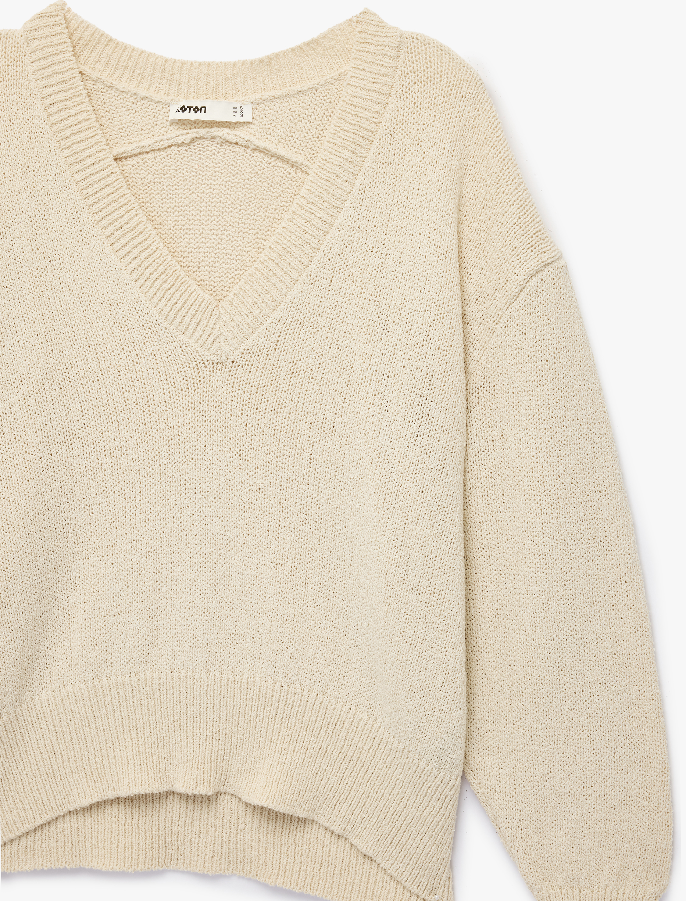   Pamuklu Uzun Kollu V Yaka Triko Kazak