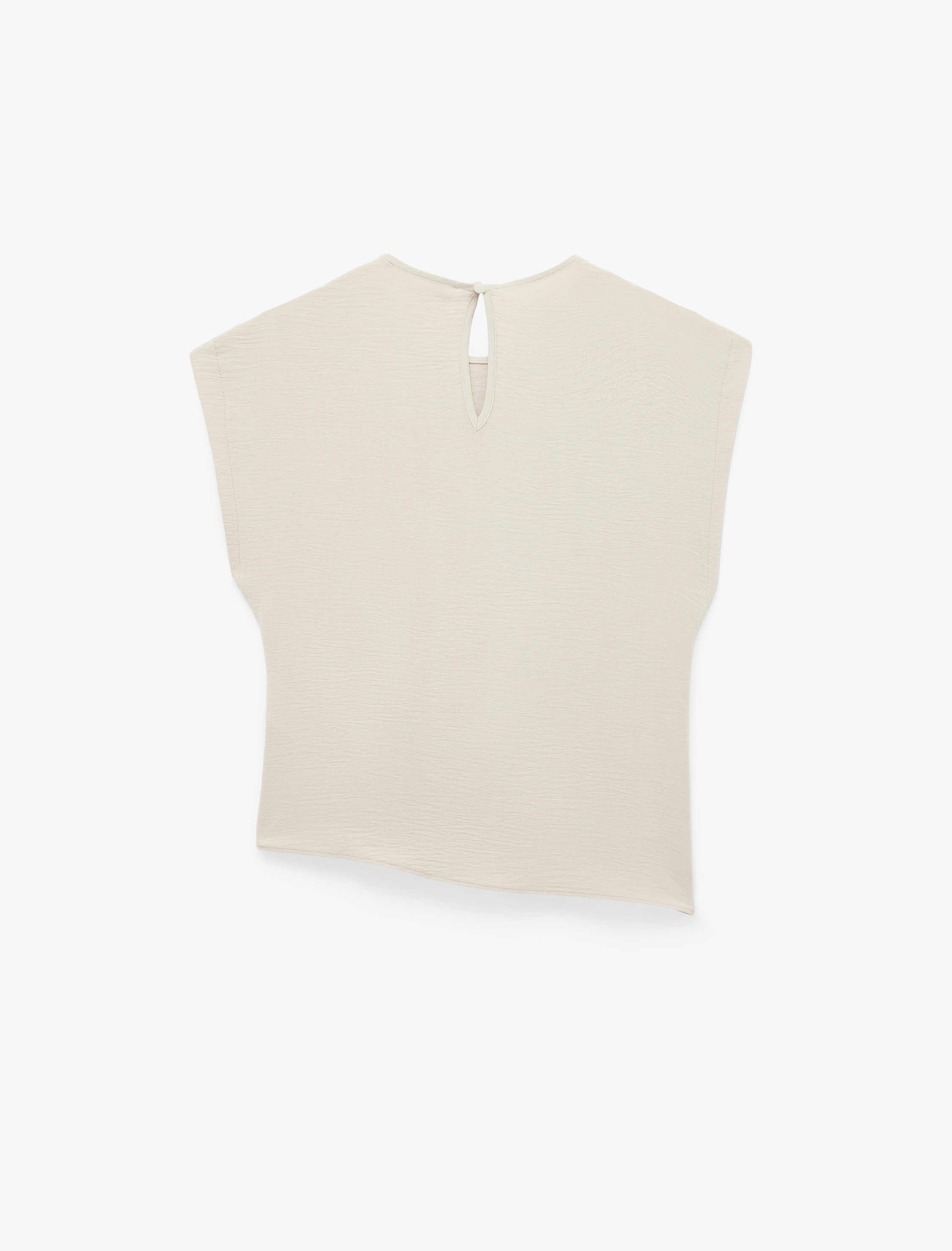   Bisiklet Yaka Drapeli Kolsuz Asimetrik Bluz