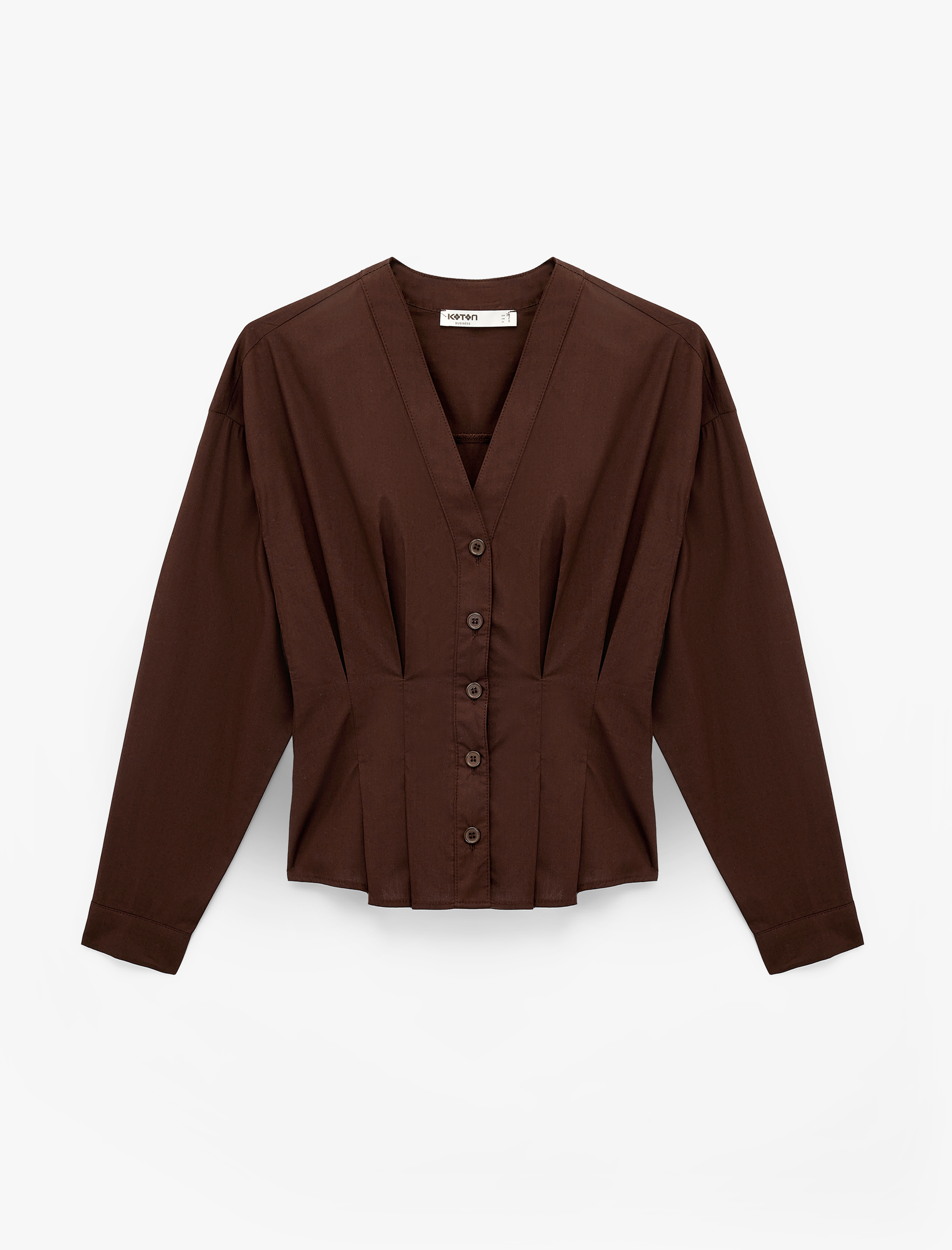   Pamuklu Uzun Kollu Düğmeli V Yaka Gömlek