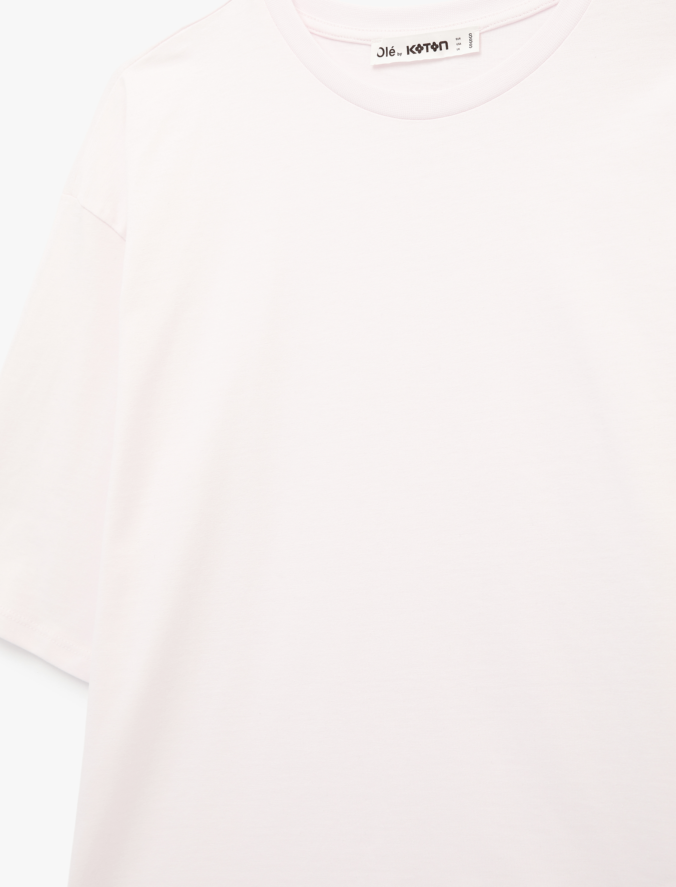   Regular Fit Kısa Kollu Bisiklet Yaka Asimetrik Dantel Detaylı Tişört