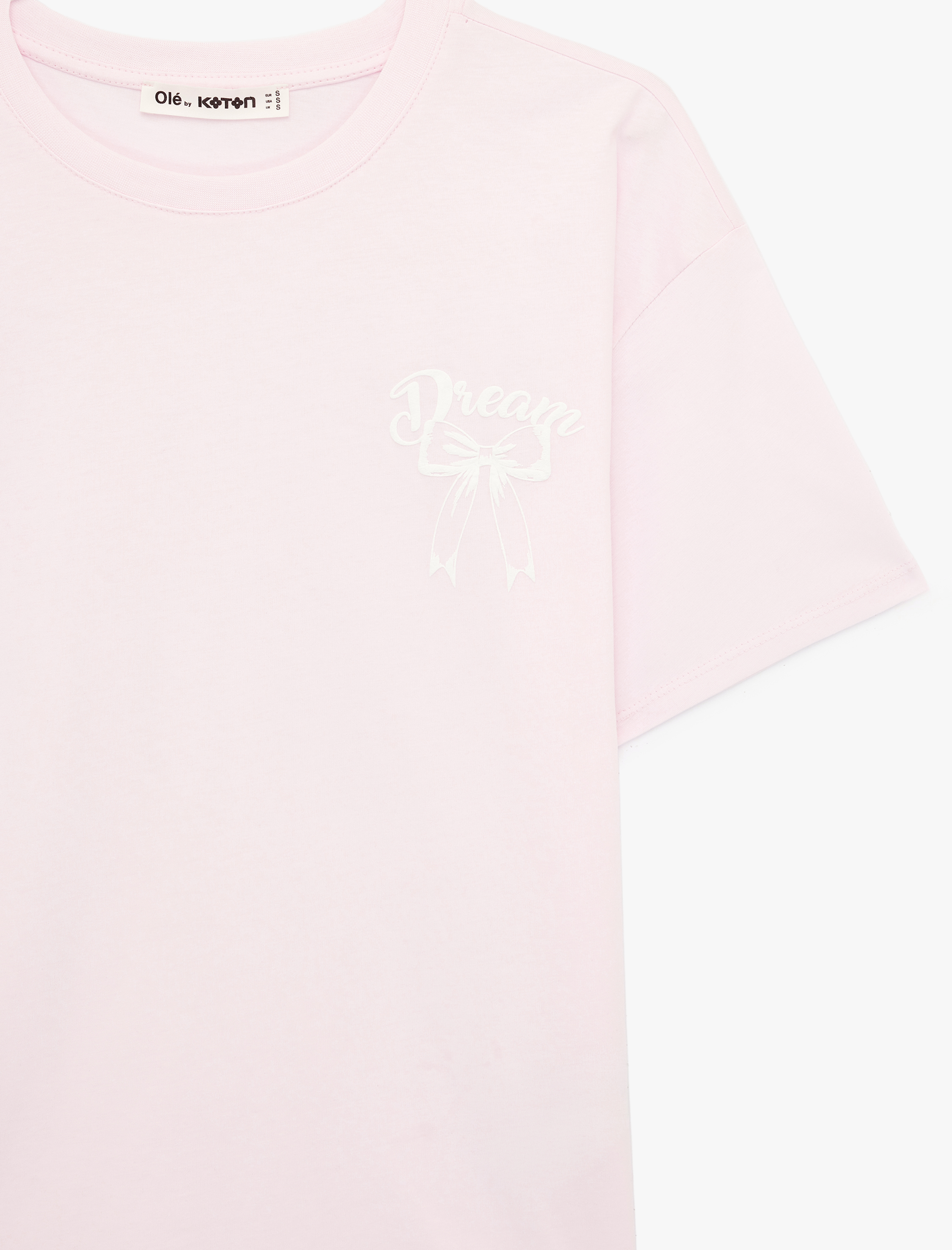   Rahat Kalıp Kısa Kollu Bisiklet Yaka Pamuklu Arkası Baskılı Tişört