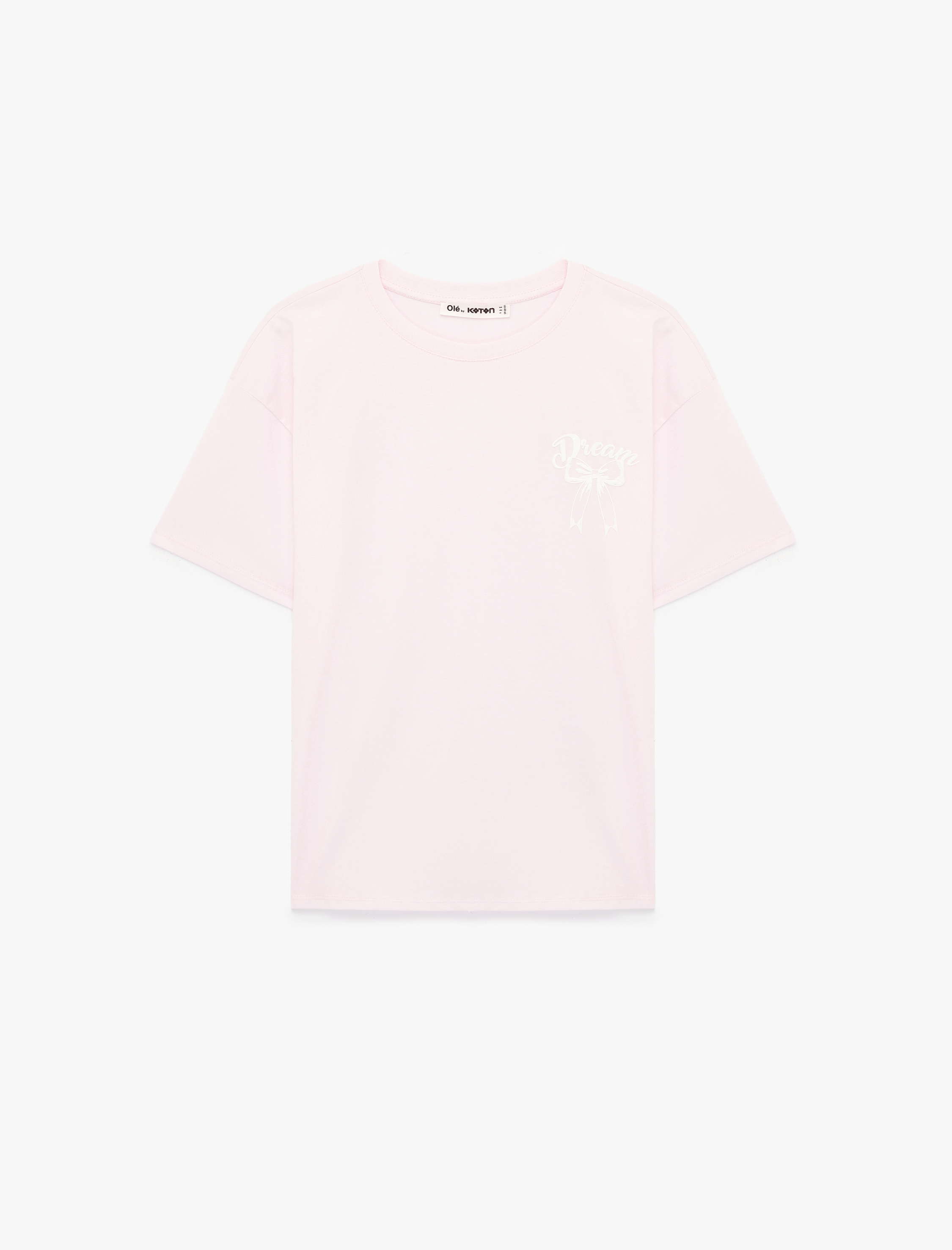   Rahat Kalıp Kısa Kollu Bisiklet Yaka Pamuklu Arkası Baskılı Tişört