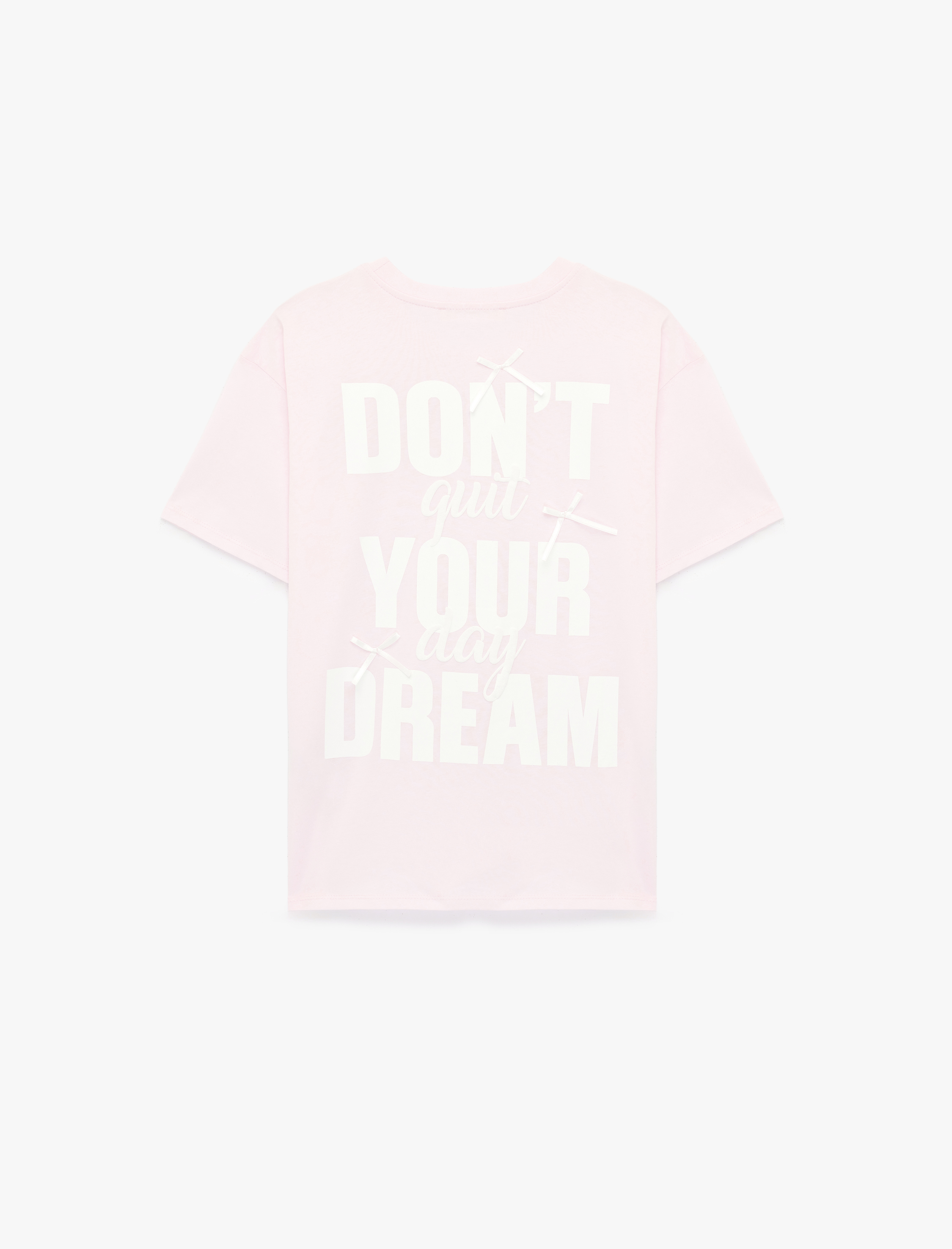   Rahat Kalıp Kısa Kollu Bisiklet Yaka Pamuklu Arkası Baskılı Tişört