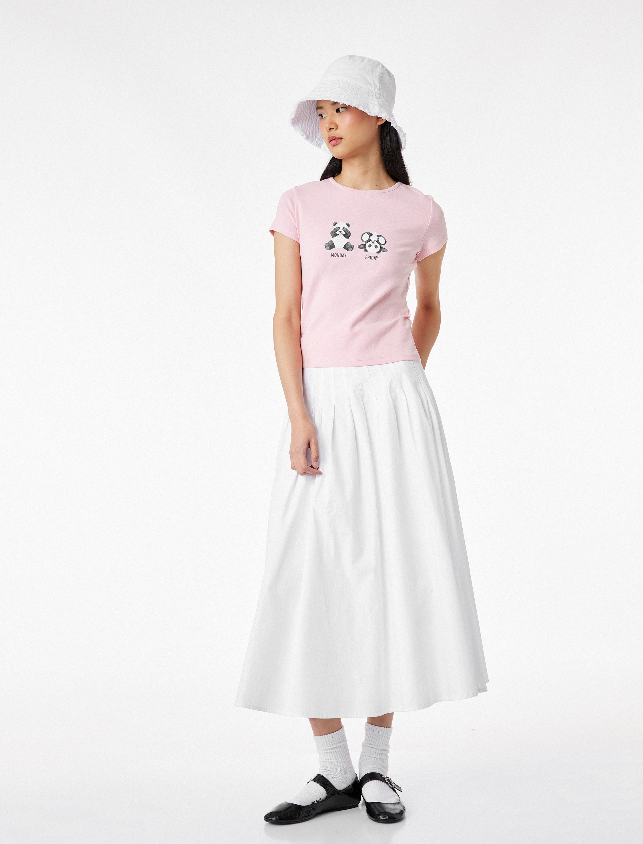   Pamuklu Baskılı Kısa Kollu Bisiklet Yaka Tişört