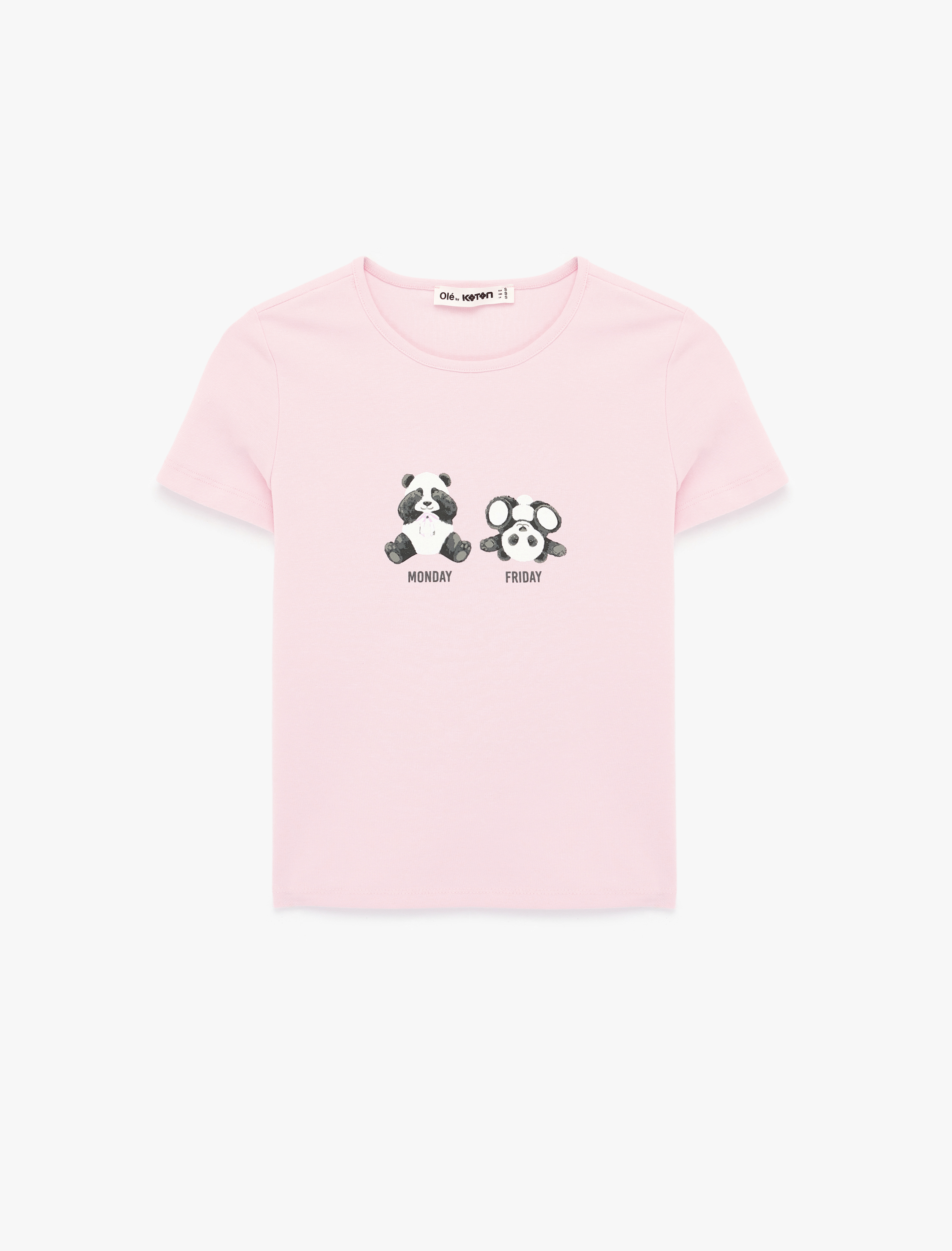   Pamuklu Baskılı Kısa Kollu Bisiklet Yaka Tişört