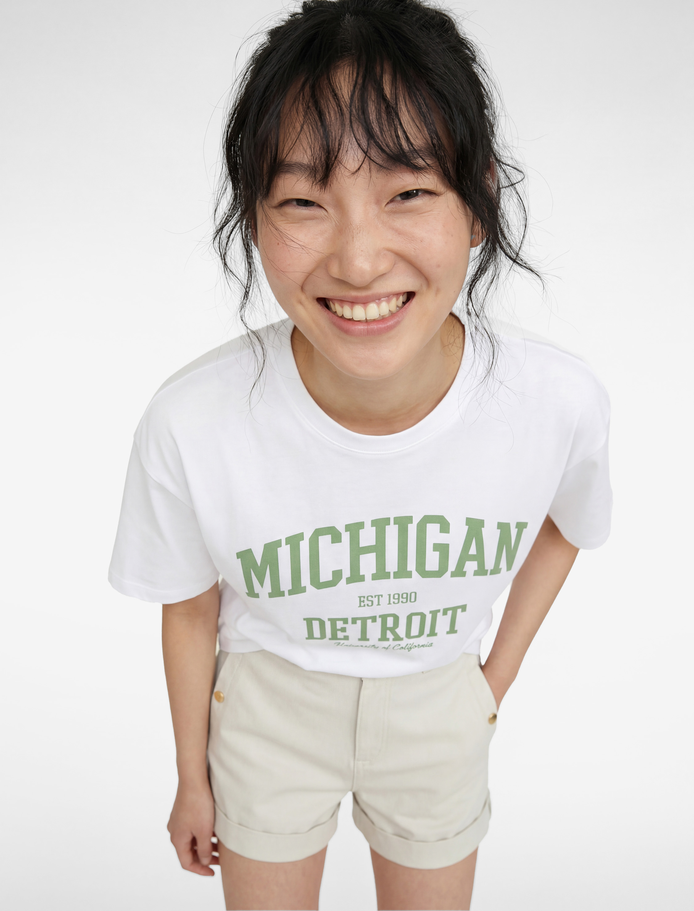 Baskılı Kısa Kollu Bisiklet Yaka Oversize Tişört