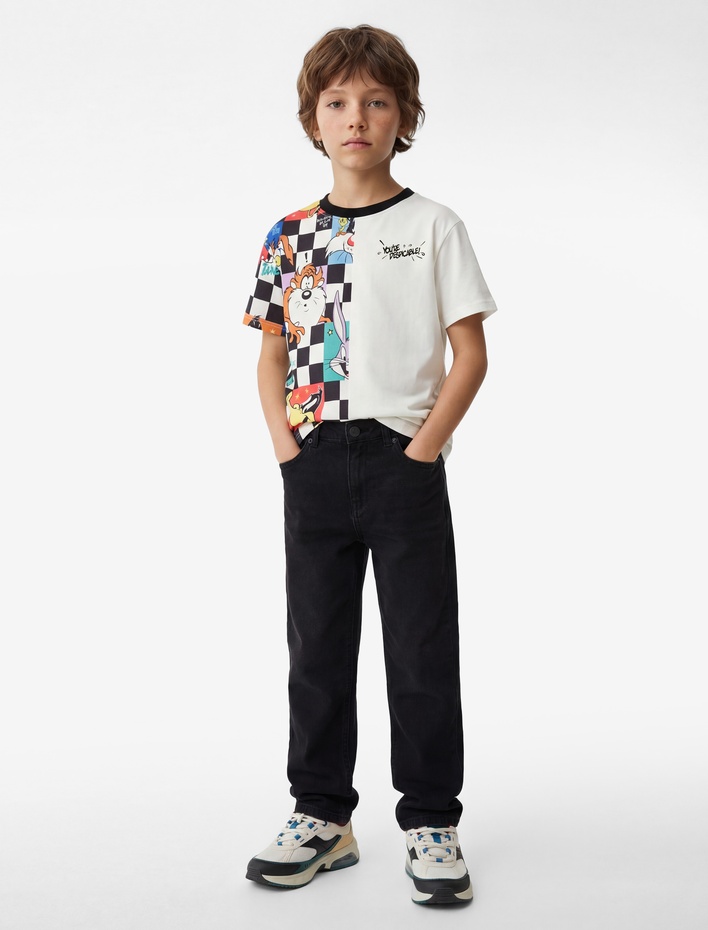 Erkek Çocuk Lisanslı Looney Tunes Baskılı Kısa Kollu Oversize Tişört