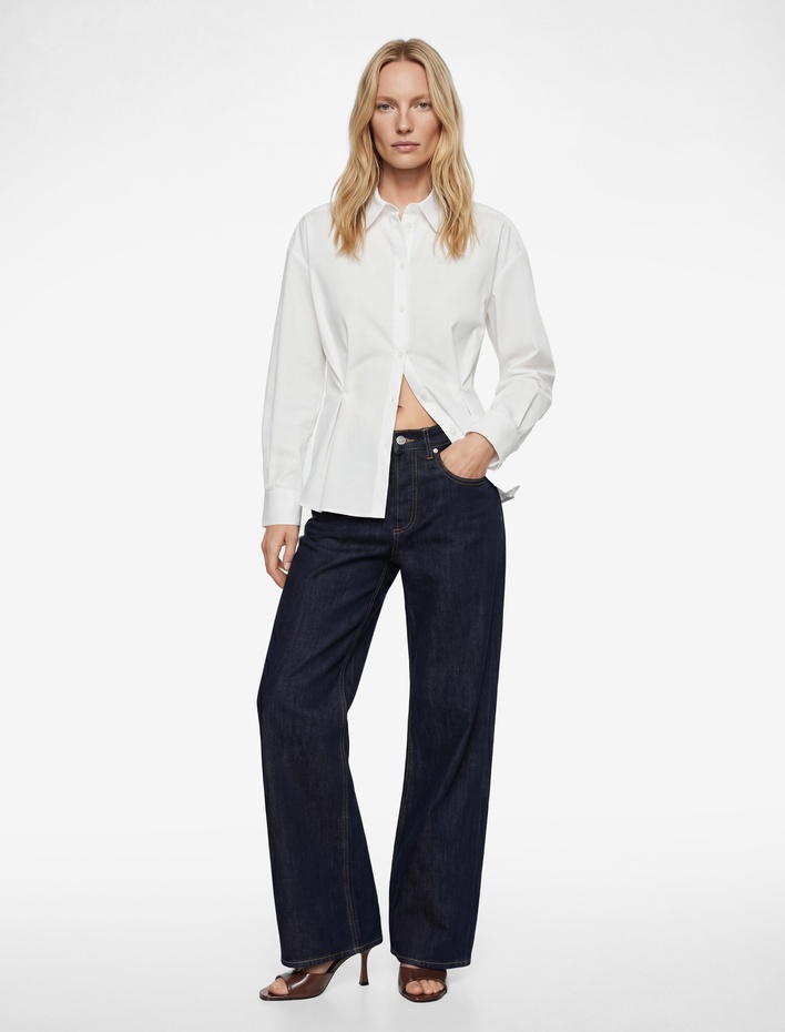  Regular Fit Uzun Kollu Ekstra Düğme Detaylı Poplin Gömlek