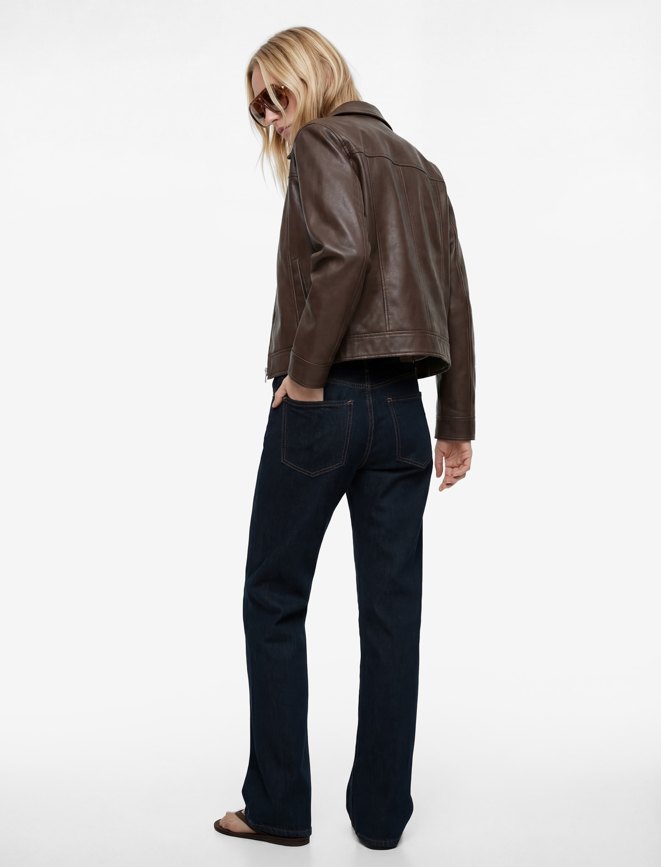   Normal Bel Cepli Düğmeli Düz Paça Pamuklu Denim Pantolon - Straight Fit Jean