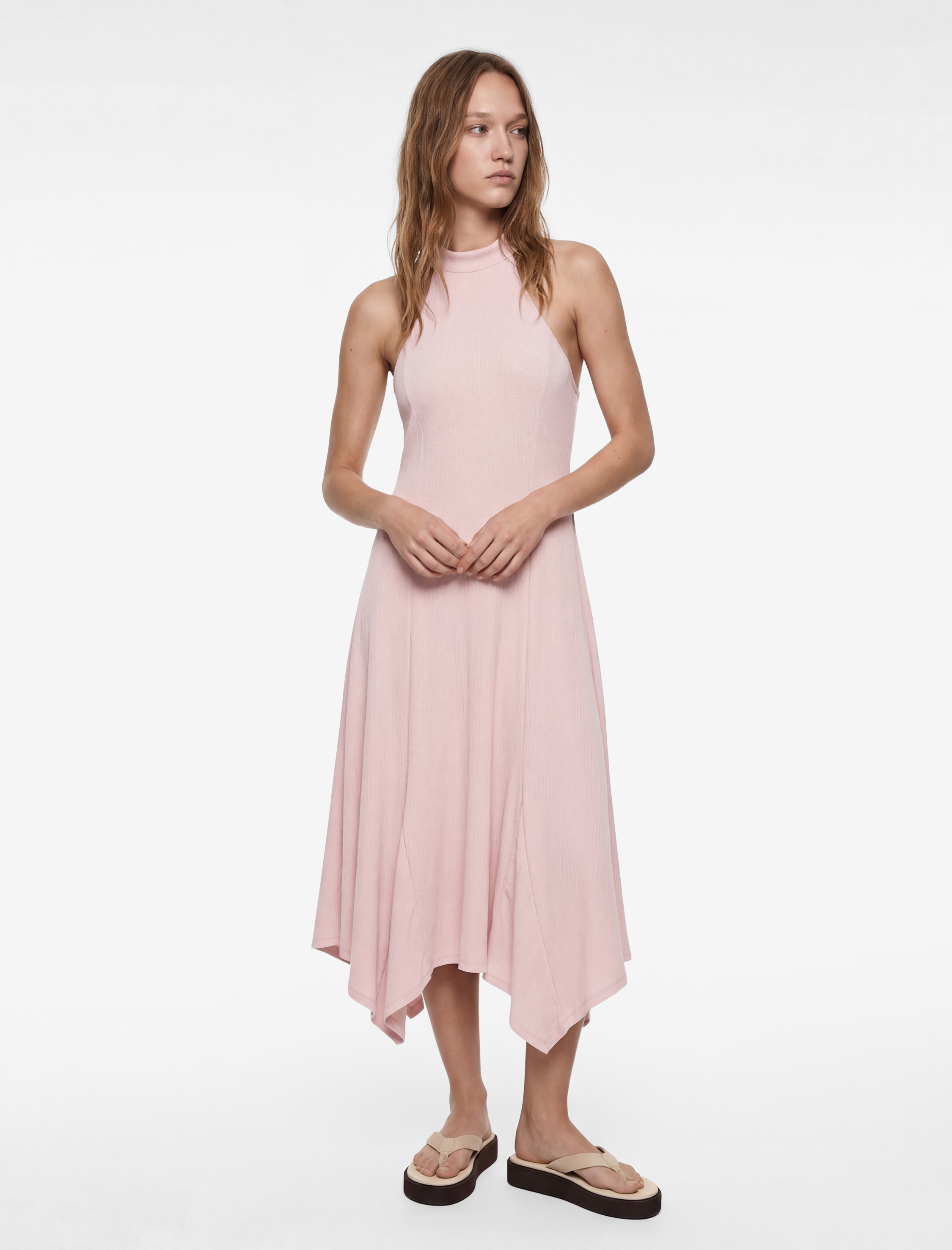   Bürümcük Halter Yaka Kolsuz Maxi Elbise