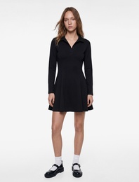 Slim Fit Uzun Kollu Mini Polo Yaka Elbise