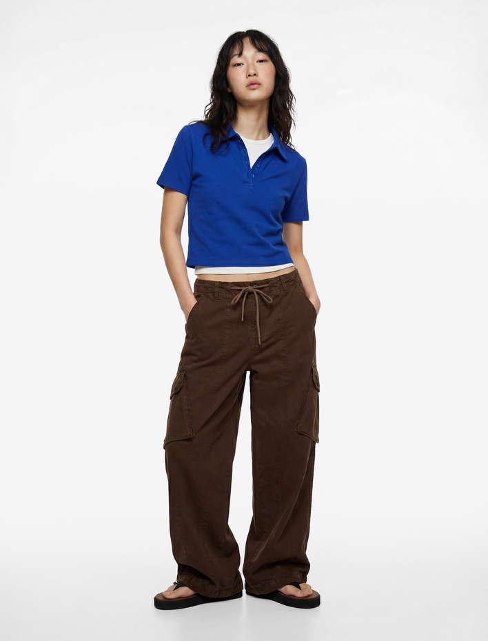  Pamuklu Polo Yaka Kısa Kollu Slim Fit Tişört