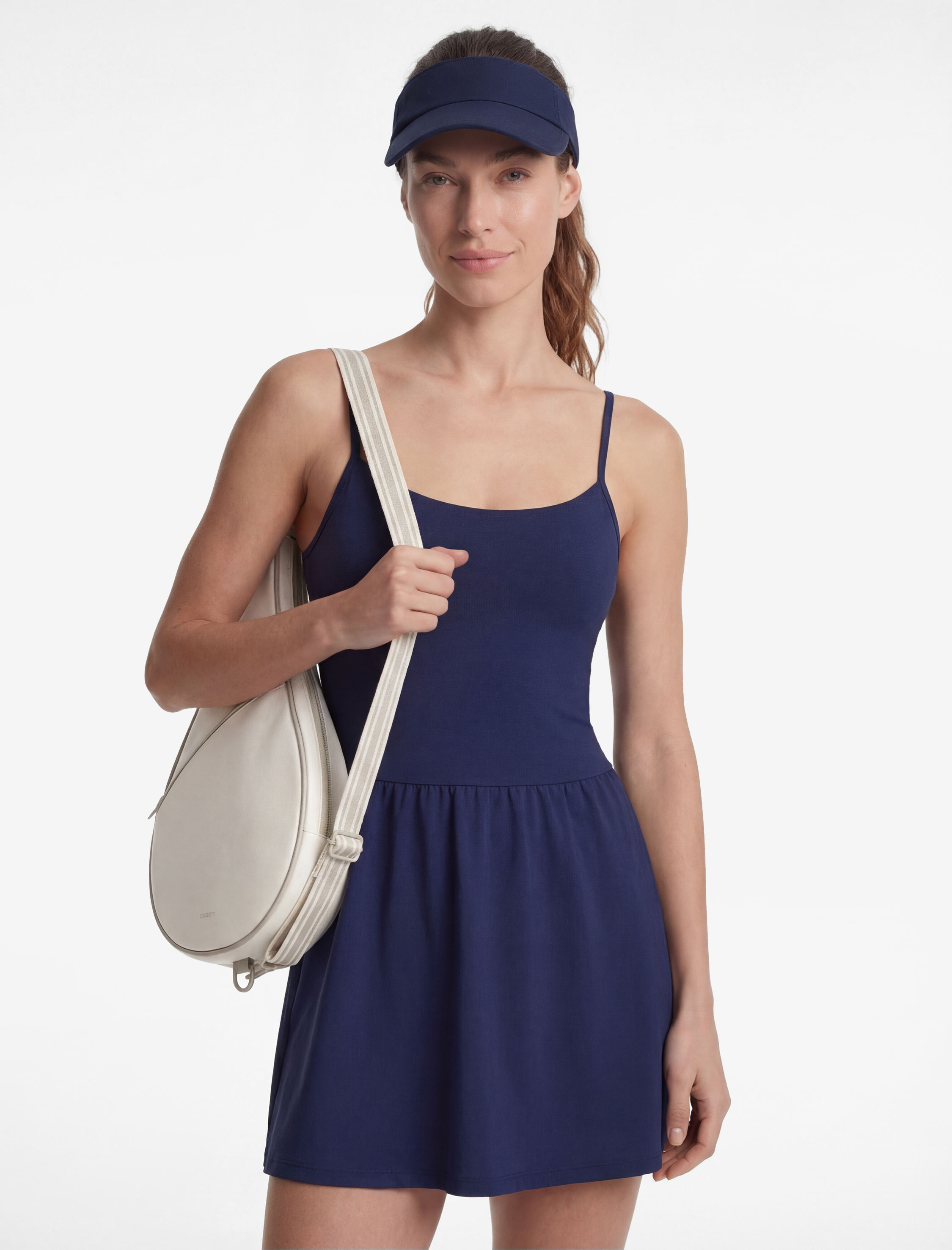  Slim Fit Kolsuz Çapraz İp Askılı Şortlu Mini Spor Elbise