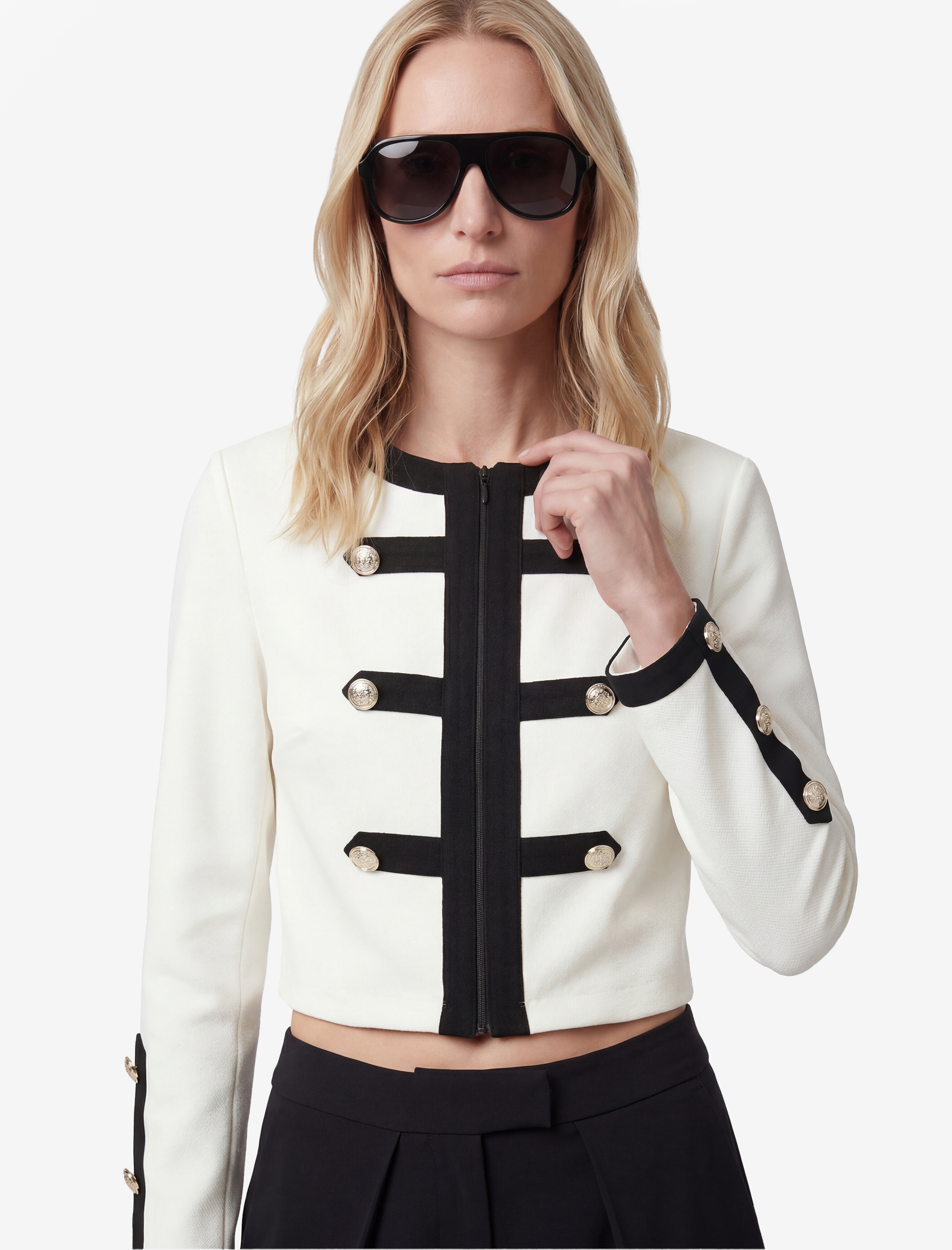   Slim Fit Uzun Kollu Bisiklet Yaka Kontrast Detaylı Düğmeli Hırka