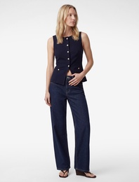 Slim Fit Düğmeli Bisiklet Yaka Peplum Kesim Yelek