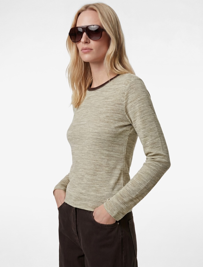  Ribanalı Uzun Kollu Bisiklet Yaka Tişört