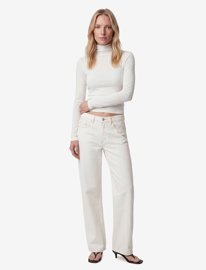  Koyun Yünü Karışımlı Slim Fit Uzun Kollu Dik Yaka Tişört