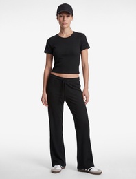 Slim Fit Kısa Kollu Bisiklet Yaka Crop Spor Tişört