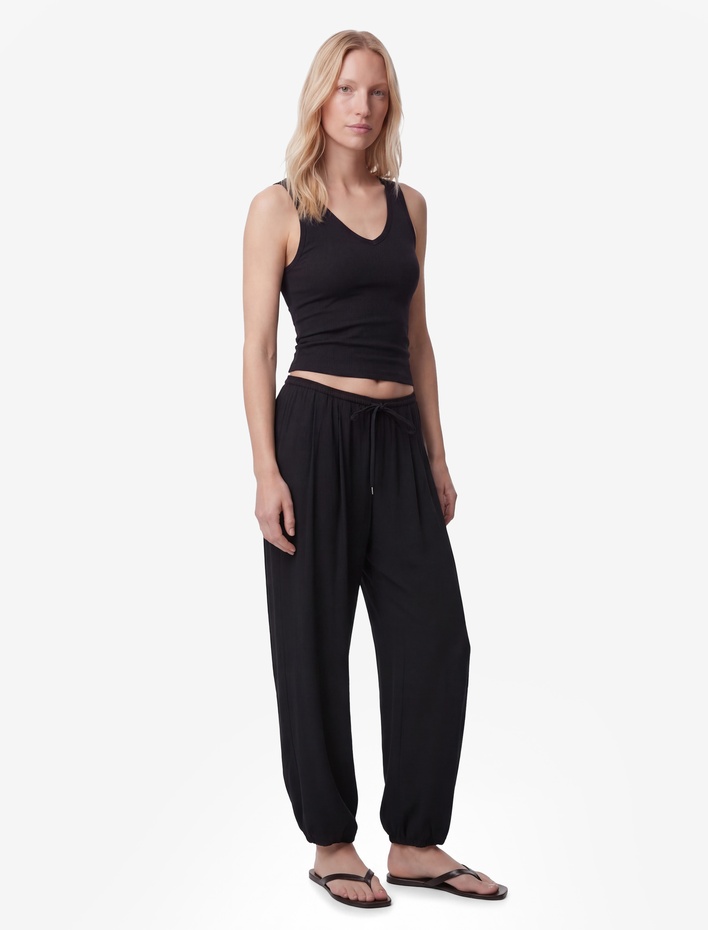  Rahat Kalıp Beli Lastikli Bağlamalı Cepli Balon Pantolon