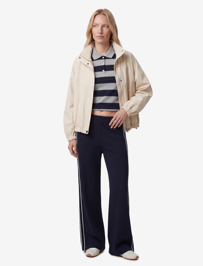  Yanları Şerit Detaylı Düz Geniş Paça Pantolon