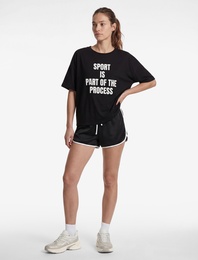 Baskılı Yarım Kol Bisiklet Yaka Oversize Spor Tişört