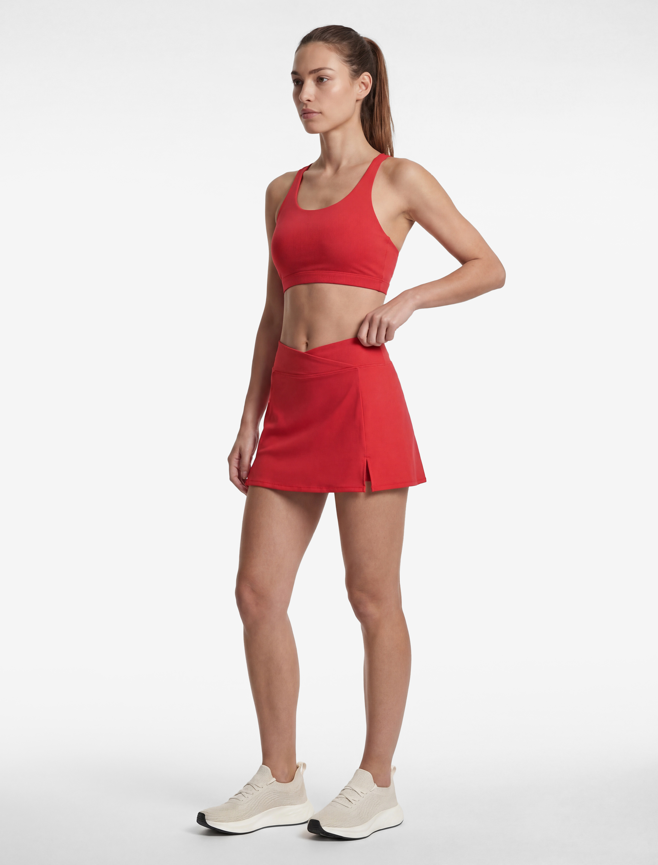   Yırtmaç Detaylı Yüksek Bel Slim Fit Mini Spor Şort Etek
