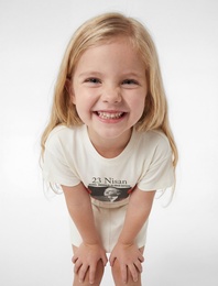 Pamuklu Bisiklet Yaka Kısa Kollu Atatürk Baskılı Tişört