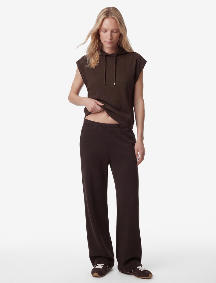  Modal Kumaş Kap Kol Fitilli Kapüşonlu Tişört