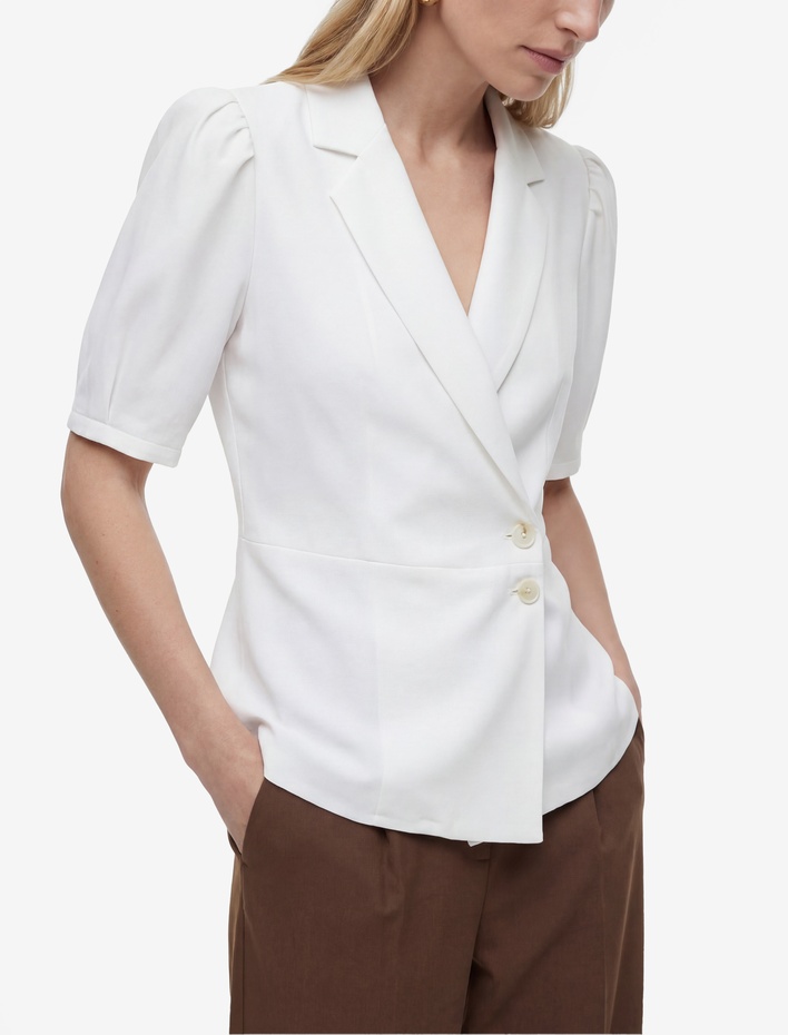  Regular Fit Düğmeli Kısa Kollu Kruvaze Yaka Gömlek