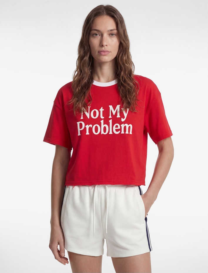  Baskılı Yarım Kollu Bisiklet Yaka Oversize Spor Tişört