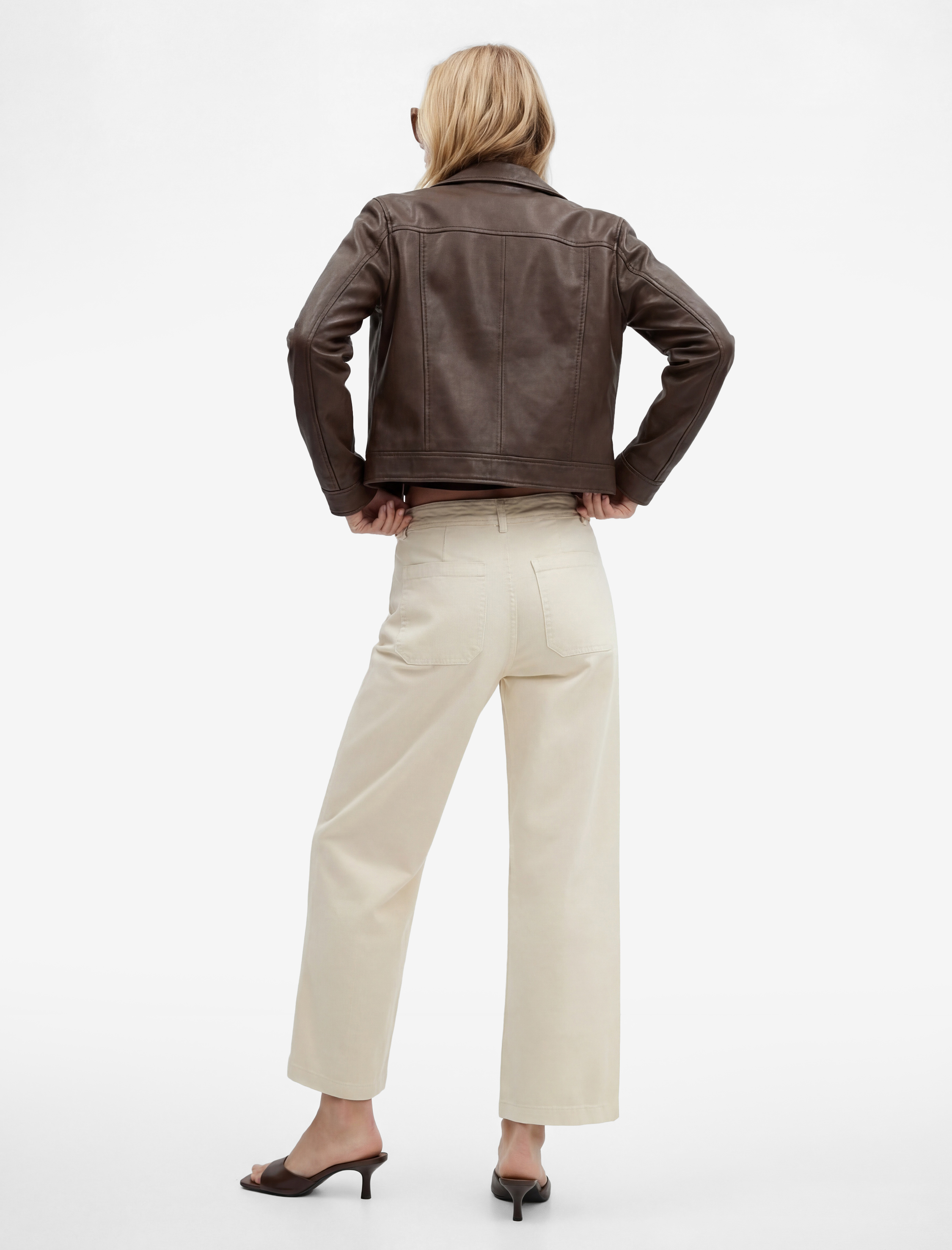   Yüksek Bel Rahat Kalıp Cep Detaylı Geniş Paça Pantolon - Culotte Jeans