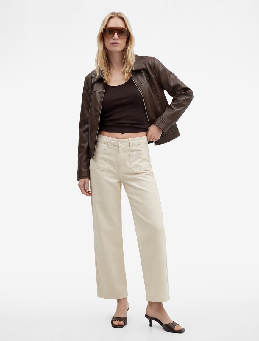 Koton Kadın Yüksek Bel Rahat Kalıp Cep Detaylı Geniş Paça Pantolon – Culotte Jeans