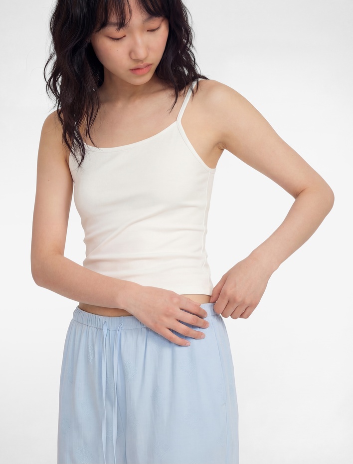  Nakış Detaylı Rahat Kalıp Pamuklu Beli Bağcıklı Geniş Paça Pantolon