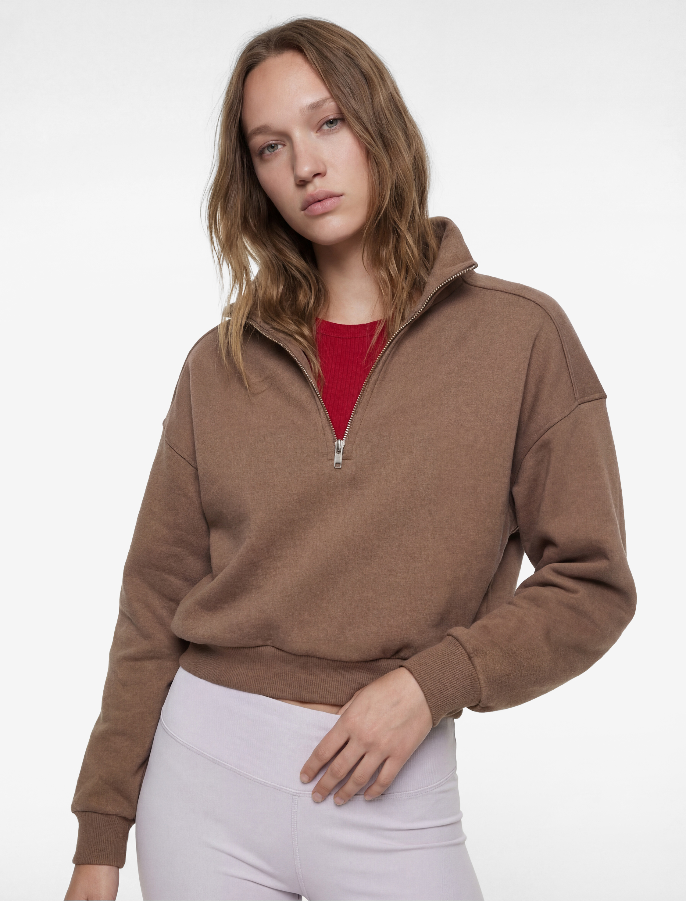   Rahat Kalıp Yarım Fermuarlı Polo Yaka Spor Sweatshirt