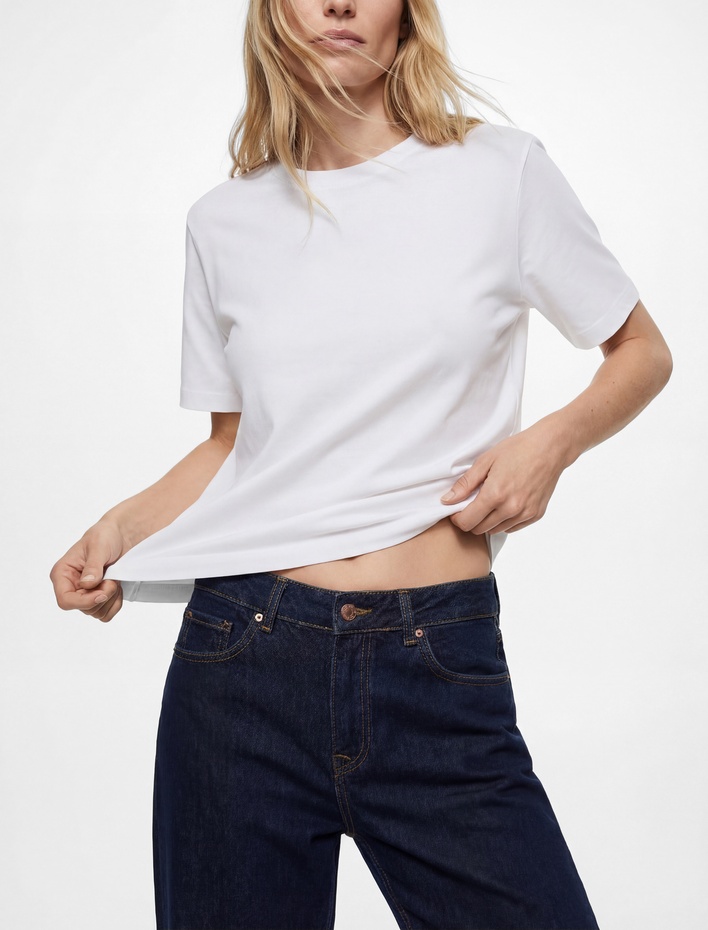  Regular Fit Pamuklu Kısa Kollu Bisiklet Yaka Basic Tişört
