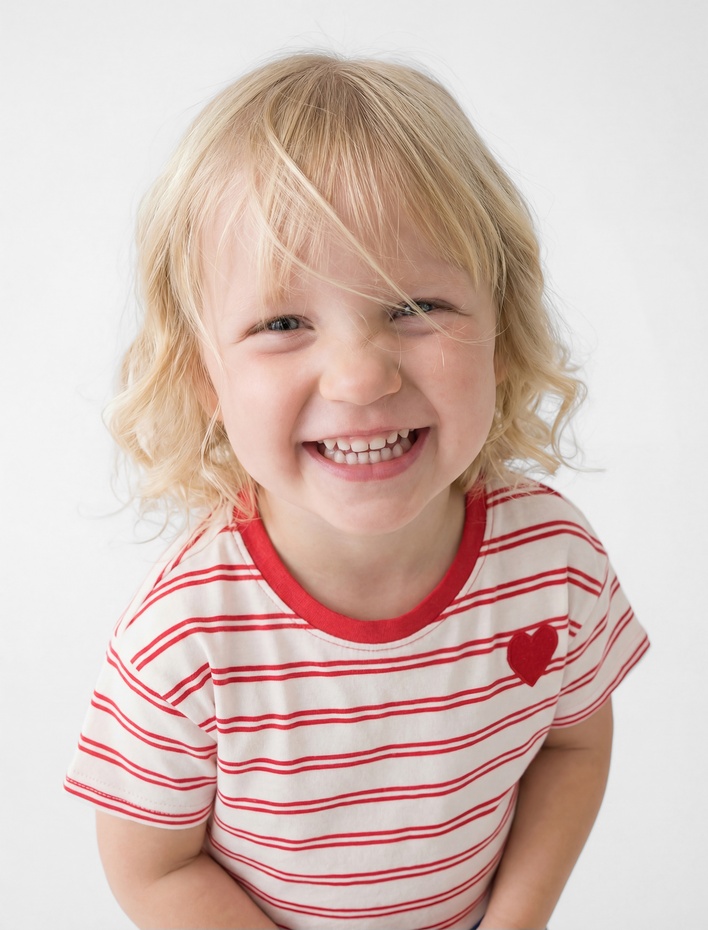 Kız Bebek Pamuklu Kısa Kollu Bisiklet Yaka Nakış Detaylı Çizgili Tişört