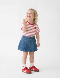 Pamuklu Kısa Kollu Bisiklet Yaka Çizgili Tişört