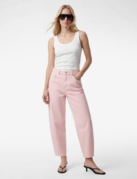 Pamuklu Rahat Kalıp Düğmeli Cepli Barrel Jean Pantolon - Barrel Jeans