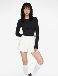 Slim Fit Uzun Kollu Bisiklet Yaka Crop Spor Tişört