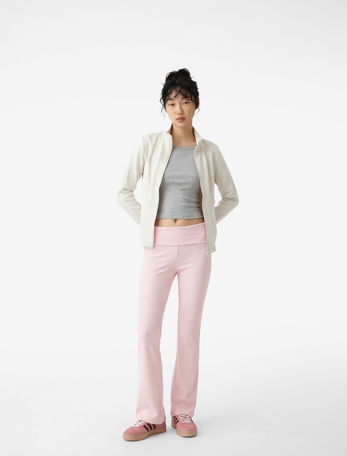  Slim Fit Modal Karışımlı İspanyol Paça Pantolon