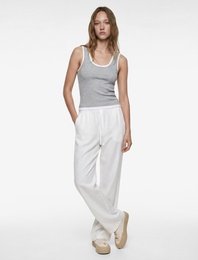 Slim Fit Kolsuz Biyeli U Yaka Kaşkorse Bluz