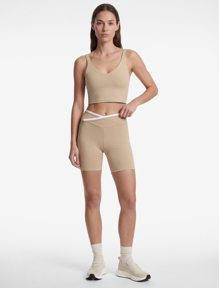  Asimetrik Yüksek Bel Slim Fit Biyeli Spor Biker Tayt