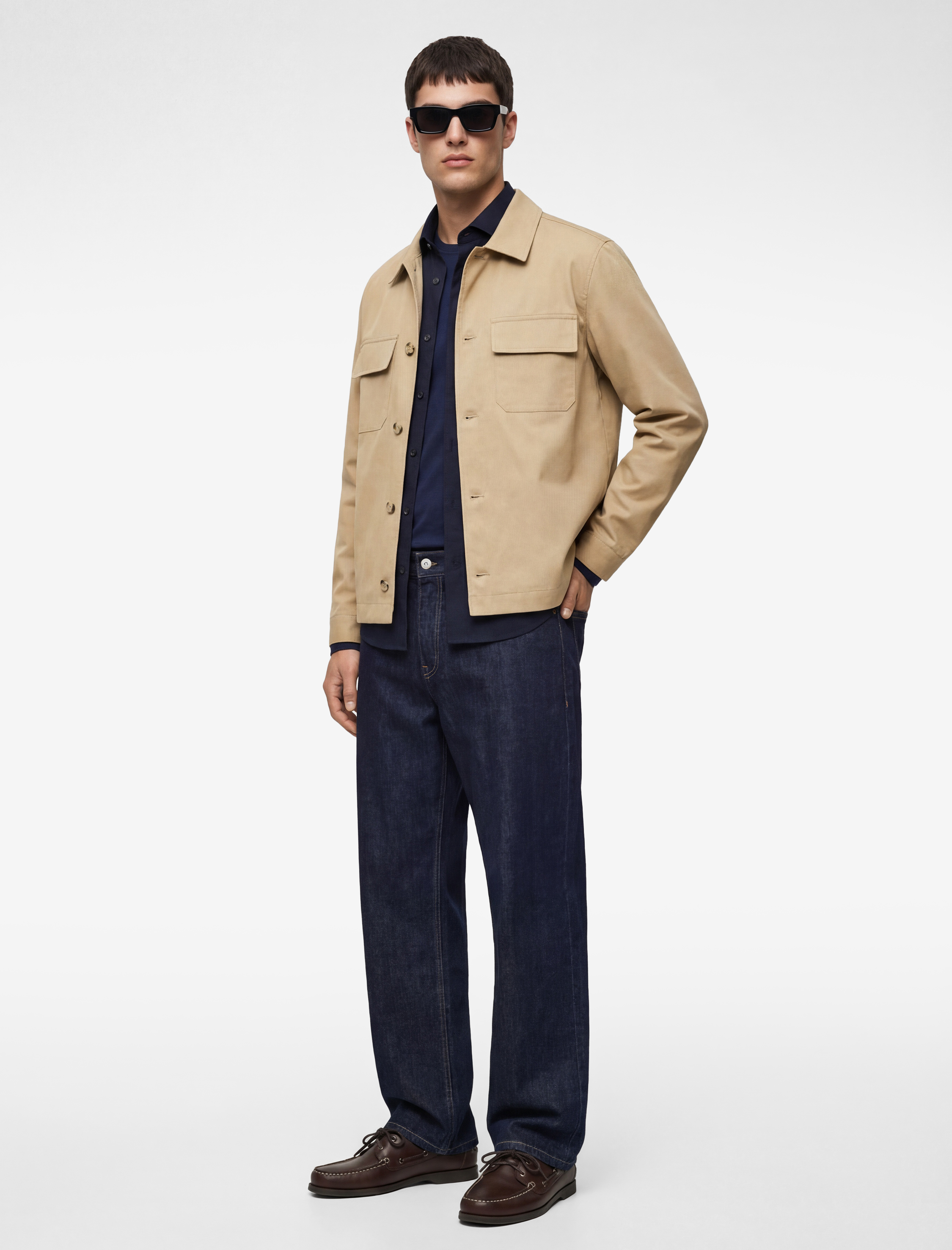 Regular Fit Gömlek Yaka Cepli Uzun Kollu Düğmeli Ceket