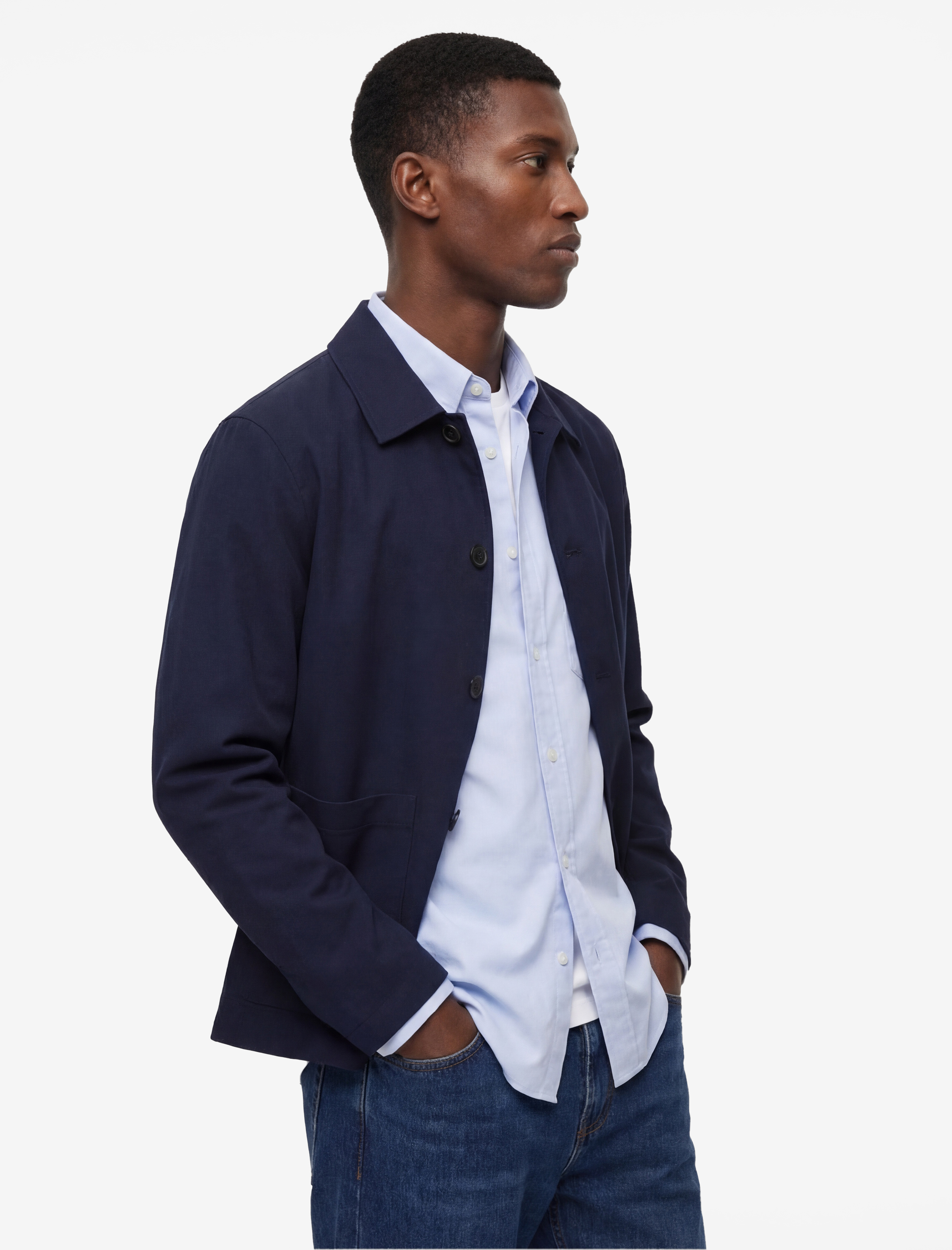   Pamuklu Uzun Kollu Gömlek Yaka Cepli Düğmeli Chore Ceket