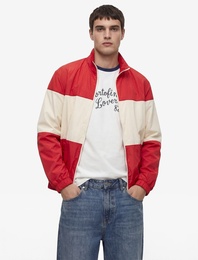 Gömlek Yaka Uzun Kollu Cepli Beli Lastikli Renk Bloklu Fermuarlı Rüzgarlık