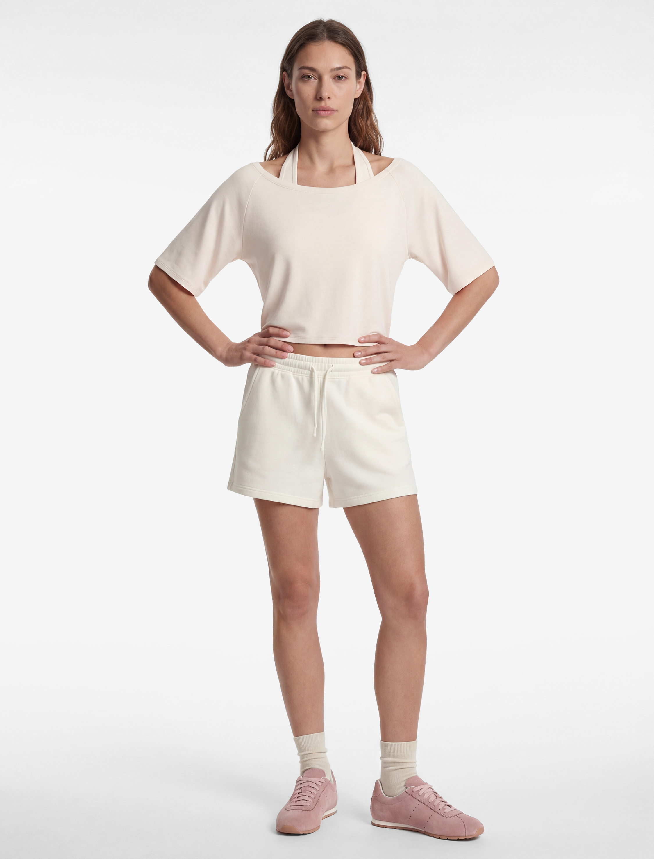   Rahat Kalıp Kısa Kollu Kayık Yaka Modal Karışımlı Spor Tişört