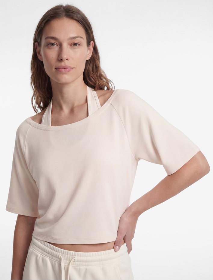  Rahat Kalıp Kısa Kollu Kayık Yaka Modal Karışımlı Spor Tişört